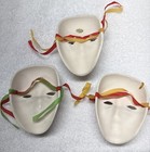  set Of 3 ceramic Mardi Gras Mask Wall Painted  New Orleans  4 25    Tall 3    Wide
