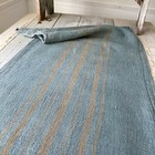 Dyed Blue Grain Sack Caramel Stripe Linen Fabric Rustic Grainsack Vintage Hemp