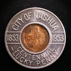 Encased 1953-d Lincoln Cent - Indian Head National Bank  Nashua  New Hampshire