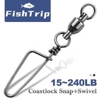 20pcs Fishing Ball Bearing Swivels With Coastlock Snap Fishing Connector