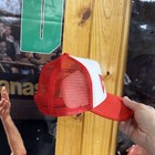 Budweiser Hat Cap Snap Back Red White Mesh Trucker Beer Advertising Mens