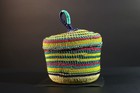 Handwoven African Bolga Basket With Lid Colorful Ghana Storage Basket-g5710