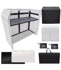 Axcessables Dj Booth Xl Portable Dj Facade Booth Table With Black   White Scrims