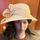 Scala Collezione Women s Beige Straw Formal Hat Fascinator W  Bow  One Size
