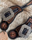 Ladies Tooled Top Grain Leather Western Pair Spur Straps