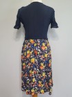 Vintage 1930s 1940s German Dark Blue   Flower Print Rayon Dress Beautiful As-is