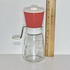 Vtg Federal Housewares Burnt Orange Nut Grinder White Lid Hand Crank Glass Jar