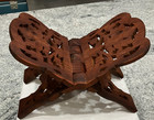 Vintage Hand Carved Wooden Folding Book Holder  Cookbook Stand  bible Display
