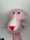 Vintage Pink Panther Plush Stuffed Animal With Red Heart Nose