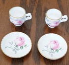Vintage Crown Victorian Bone China Child s Miniature Tea Set Pink Rose  England