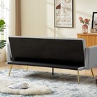 Convertible Futon Sofa Bed W  Adjustable Backrest   Pillows Velvet Gray Gold New