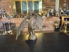 Vintage Brass American Bald Eagle Flagpole Flag Pole Finial Topper