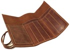 Leather Pencil Roll Pen Case Pouch Carrier Artist Brush Tool Holder Organizer