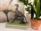 Vintage Bronze Dog Figurine   Whippet Or Doberman   Abstract  Elegant Retro