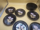 6 Vintage Otagiri Coasters Japan Lacquerware Pink Flowers No Lid Small Chip Read