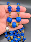 Vintage Neiger Czech Glass Art Deco Lapis Blue Glass Bead Necklace 86cm 34 