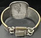 Vtg Los Castillo Mexico Mixed Metal Cuff Bracelet 63 Abstract Parrot Modernist 