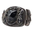 Matilde Poulat Matl Impeccable Black Onyx Repouss   900 Silver Bracelet 5 1 4 