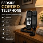 Black Desk Corded Telephone Wired Landline Phone Home Office Wall Mountable Set