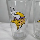 Set Of 4 Minnesota Vikings Pint Glasses Nfl Team Logo Etched Frosted