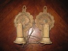 Pair Vintage Antique Cast Iron Wall Sconce Fixture Candlestick Lamp Light