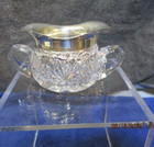 Antique American Brilliant Cut Glass Creamer sugar Ornate Sterling Rims