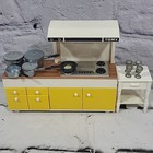 Vintage Tomy Smaller Homes Dollhouse Kitchen Sink Stove Lot W  Miniature Dishes 