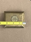 Antique Chinese Brass Engraved Floral Trinket Box Wood Lined Hinged 3 5   