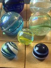 Contemporary Art Glass Marbles Horizontal Swirl Pattern Lot Of 10 Marbles