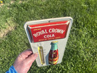 Original Royal Crown Cola Rc Embossed Painted Metal Thermometer Sign