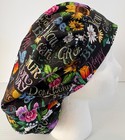Floral On Black Print Size Medium Medical Bouffant Scrub Cap Surgery Hat
