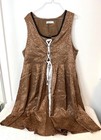 Jasambac 2xl Renaissance Faire Corset Lace-up Jacquard Dress Brown Plus Size