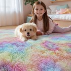 Rainbow 4x6 Kids Unicorn Rugs For Girls Bedroom  Soft Fluffy Shaggy Shag Wash   