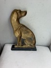 Antique Brass Hound Dog Doorstopper Cast Iron Base