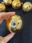 Mcm Vintage Lot Of 5 Shiny Brute Made In Usa Gold Ornaments Bulbs Balls Holiday