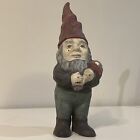 Vintage antique 13  Cast Iron Garden Gnome Holding Giant Mushroom