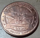 1 Oz  Capped Bust  999 Fine Copper Bullion Art Round - 1 Troy Oz Free Shipping