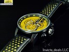 New Invicta Men s 48mm Racing Gpx Chronograph Yellow black Dial Leather Ss Watch