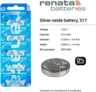 Renata 317 Sr516sw Batteries - 1 55v Silver Oxide 317 Watch Battery  10 Count 