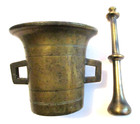 Heavy Vintage Solid Brass Mortar   Pestle Druggist Pharmacy Apothecary Muddling