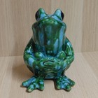 Vintage Drip Glaze Ceramic Frog 6 5  Tall Green Blue 