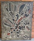 Textured Vintage 60s Abstract Oil Painting Mid Century Modern Wall Art Signed