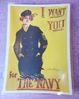 Historic Navy Posters Glass Dishes Military Recruitment Charleston Shipyard 4pcs