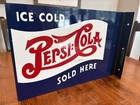 Vintage Pepsi-cola Double Sided Flange Sign 10x15 Stout Sign Co  850 Made
