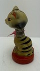 Vintage Mcm Japan Cat Spring Head Nodder Bobblehead Tiger Striped Cat Rare 