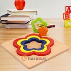 Montessori Wooden Flower Blocks Toys For Toddlers 3-6   Shape   Color Puzzle