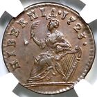 1723 Ngc Ms 64 Bn Wood s Hibernia Farthing Colonial Coin 1 4p