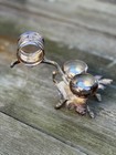 Antique Victorian Silverplate Figural Napkin Ring Double Salt Cellar Oak Leaf