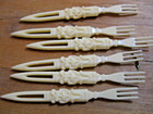 Lot Of 44 Vintage Plastic Tiki Style Cocktail olive Forks 1960 s