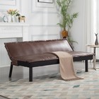 64 6  Futon Sofa Bed W pu Cover Recline 5-position Adjustable Twin Sleeper Brown